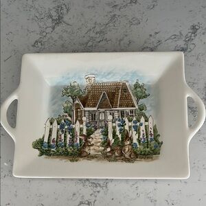 Charming Cottage Scene Ceramic Tray
